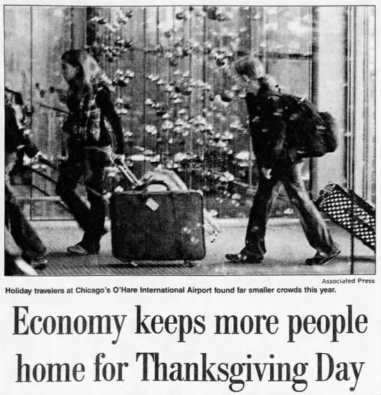 Economy keeps more people home for Thanksgiving